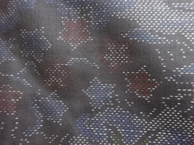 JAPANESE KIMONO / ANTIQUE KIMONO / SILK / DORO OSHIMA TSUMUGI / WOVEN FLORAL PLANTS